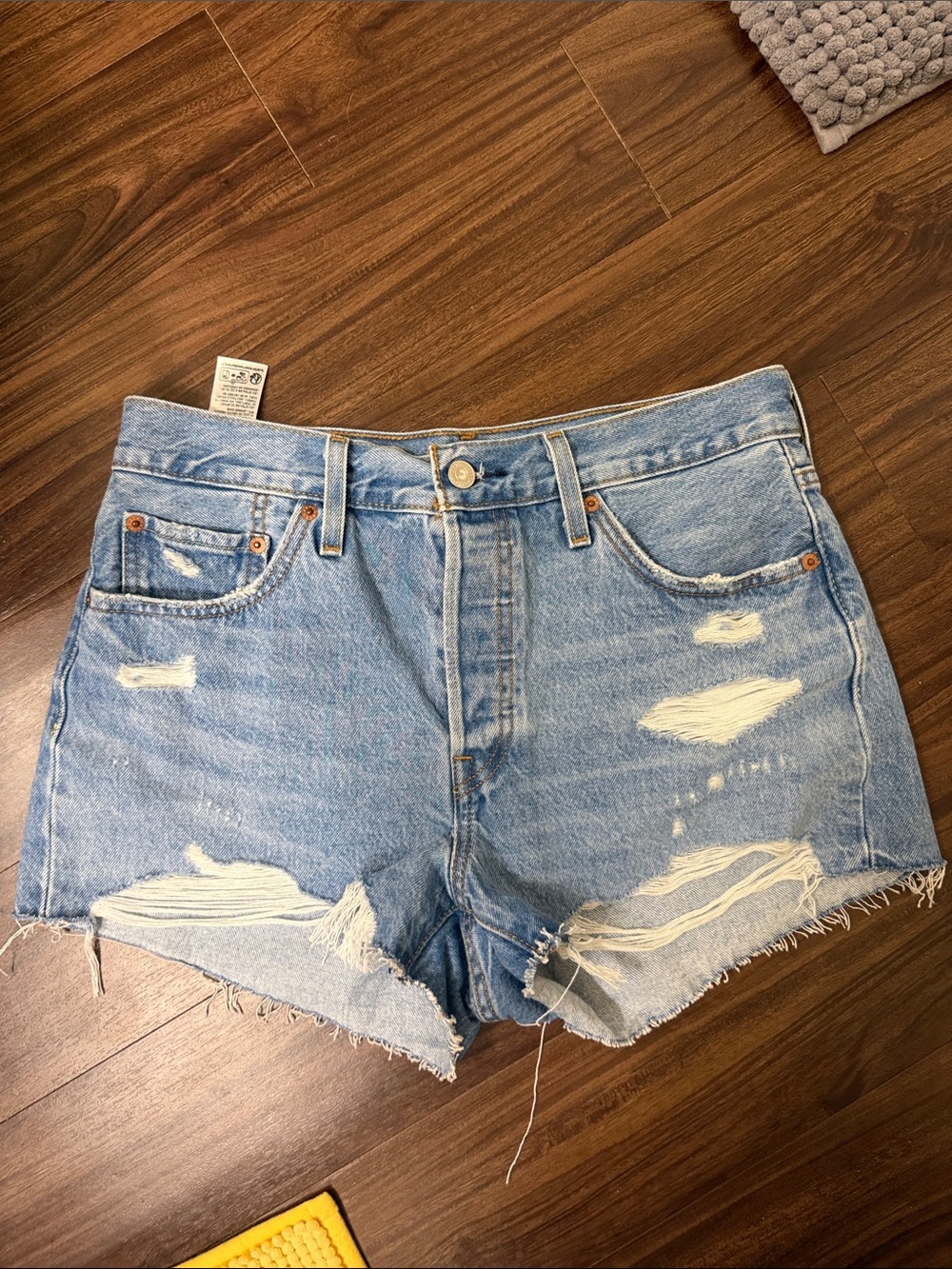 Levi's Light Blue Distressed Denim Cutoff Shorts